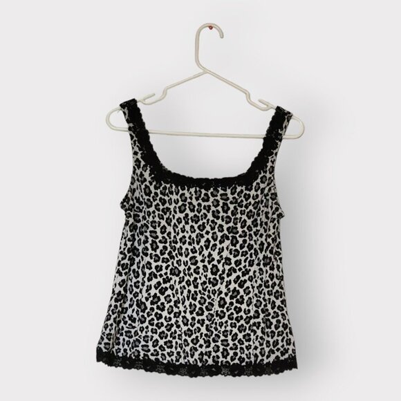 ARIANNE WOMENS EXTRA LARGE THIN STRAP ANIMAL PRINT LACE NECK TANK TOP - Picture 3 of 3